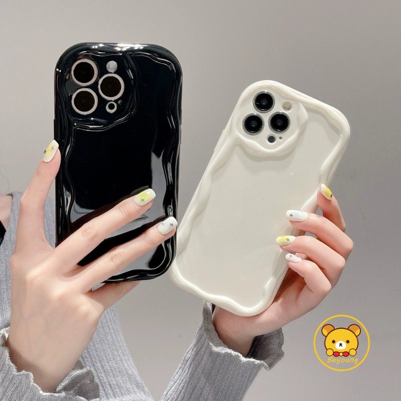 เคสโทรศัพท์มือถือแบบนิ่ม TPU ใส ลายคลื่นครีมน่ารัก เรียบง่าย สําหรับ Realme C55 C53 N55 N53 11 Pro P