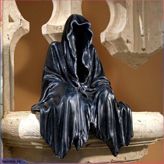 งานเรซิ่นฮาโลวีน Lord Of Darkness Black Man Scary Robe Gothic Garden Halloween Ornament (twinkle.th)