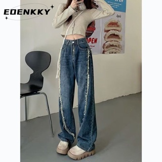 EOENKKY  กางเกงยีนส์ เอวสูง สไตล์เกาหลี แนววินเทจ 2023 NEW Style 080902 สบาย High quality Chic Beautiful A27L096 36Z230909