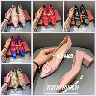 ToryBURCHรองเท้าส้นสูง6ซม.หัวแหลมหนังวัวใส่สบายเซ็กซี่แฟชั่นสําหรับผู้หญิง