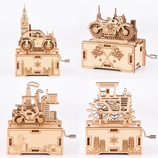New 3D DIY Music Box Engraved Wooden Music Box Toys Gift