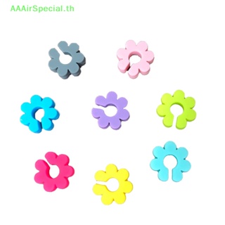 Aaairspecial ป้ายแท็กซิลิโคน ลายดอกไม้ สําหรับติดแก้วไวน์ 8 ชิ้น