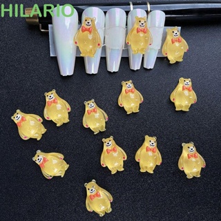 Hilario อุปกรณ์ตกแต่งเล็บ พลอยเทียม รูปเป็ด หมี ผลไม้ แมว 3D น่ารัก 10 ชิ้น ต่อชุด