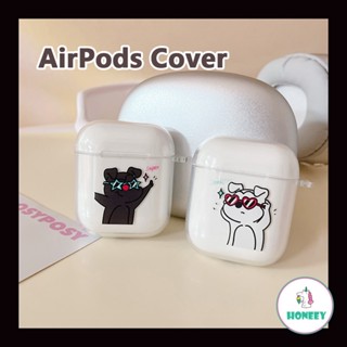 เคสหูฟังบลูทูธไร้สาย ใส แบบนิ่ม ลายสัตว์น่ารัก สําหรับ AirPods 1 2 Pro