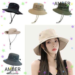 Amber หมวกโพลีเอสเตอร์ ป้องกันรังสียูวี แห้งเร็ว กันแดด สไตล์คาวบอย แฟชั่นฤดูร้อน