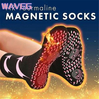 Wave Unisex Stokin Self Heating Health Care ถุงเท้า Tourmaline Magnetic Therapy ถุงเท้านวดระบายอากาศที่สะดวกสบาย