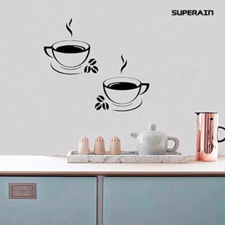 (super) สติกเกอร์ติดผนัง ลายถ้วยกาแฟ ลูกปัด สําหรับตกแต่งบ้าน ผับ คาเฟ่