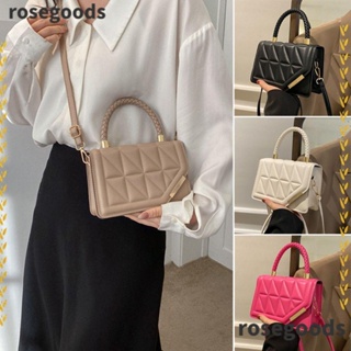 Rosegoods1 กระเป๋าสะพายไหล่ สะพายข้าง หนัง PU ลายสก๊อต สีพื้น สําหรับสตรี