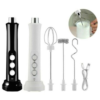 3 In 1 Electric Milk Frother，USB Rechargeable Foam Maker Handheld Foamer High Speeds Drink Mixer Coffee Frothing