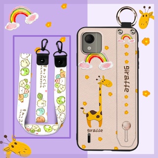 Fashion Design Wrist Strap Phone Case For Nokia C110 4G Soft case Anti-dust Silicone ring protective Shockproof Cute