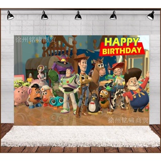 Kira Toy Story ธีมวันเกิด ฉากหลังแบนเนอร์ ตกแต่งงานปาร์ตี้ ถ่ายภาพ พื้นหลังผ้า