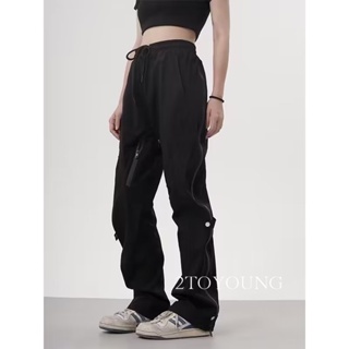 2TOYOUNG  กางเกงขายาว คาร์โก้ กางเกง เชือกอเมริกันคลาสิค Cargo pants 2023 NEW AG081223 Chic Comfortable ทันสมัย Trendy A90M0AA 36Z230909