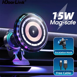 Hdoorlink อุปกรณ์เมาท์ขาตั้งแม่เหล็กไร้สาย 15W รองรับไฟ RGB สําหรับ I-Phone 14 13 12 Pro Max