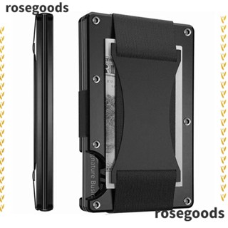 Rosegoods1 กระเป๋าสตางค์โลหะ RFID ทรงสลิม สําหรับใส่บัตรเครดิต