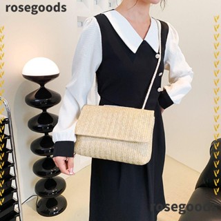 Rosegoods1 กระเป๋าสะพายไหล่ ฟาง สําหรับผู้หญิง เหมาะกับฤดูร้อน