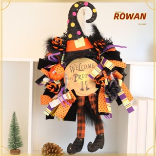 Rowans ป้ายต้อนรับฮาโลวีน ผ้าสักหลาด ลายฟักทอง แม่มด ขา สีส้ม สําหรับตกแต่งประตูหน้า ปาร์ตี้