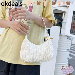 Okdeals กระเป๋าสะพายไหล่ ทรงคลัทช์ สีพื้น เรียบง่าย สําหรับผู้หญิง