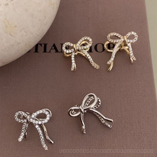 0812-YWFK-EH Retro Exquisite Simple Micro-Inlaid Bow Ear Clip Sweet Elegance High-Grade Small All-Match Fashion Earrings Earrings XZK7