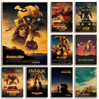 โปสเตอร์กระดาษคราฟท์ ลาย Adventure Autobots Bumblebee แฟชั่นยอดนิยม สไตล์อเมริกันวินเทจ