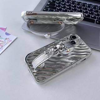 เคสป้องกันโทรศัพท์มือถือ ลายหมีชุบไฟฟ้า พร้อมสายคล้อง สําหรับ Apple Iphone IP 12 12Pro 12 Pro Max IP13 13Pro IP 13 Pro Max IP14 14Pro 14 Plus IP 14 Pro Max