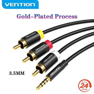 Vention AUX ตัวแยกสัญญาณเสียง 3.5 มม. เป็น 3RCA AV สายสัญญาณเสียง แจ็คตัวผู้ AUX ตัวแยกเสียง กล่องทีวี สายเสริมสเตอริโอ