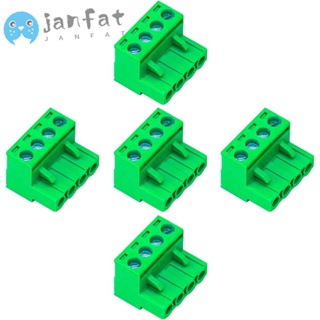 Janfat ตัวเชื่อมต่อฟินิกซ์ เมาท์ PCB สกรู PCB 4 Pin ตัวผู้ ตัวเมีย สีเขียว 5.08 มม. 5 ชิ้น