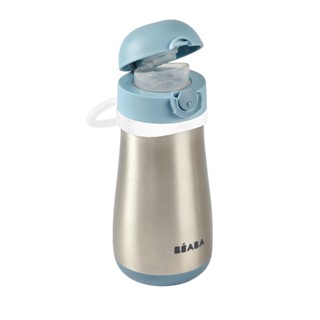 Beaba กระติกน้ำสแตนเลสแบบยกดื่ม Stainless Steel Spout Bottle 350 ml - Windy Blue