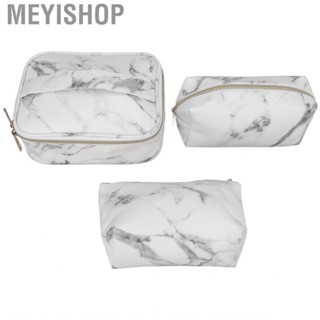 Meyishop 3Pcs Cosmetic Bag Women Marble Print Makeup Case Storage