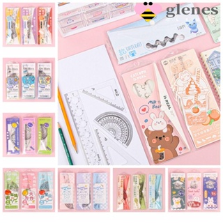 Glenes ชุดไม้โปรแทรกเตอร์ ทรงสามเหลี่ยม แบบใส อเนกประสงค์ 4 ชิ้น ต่อชุด