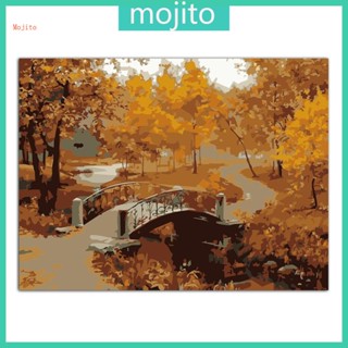 Mojito ภาพวาดสีน้ํามันอะคริลิคบนผ้าใบ ตามตัวเลข รูปสะพานต้นไม้ สําหรับตกแต่งบ้าน DIY