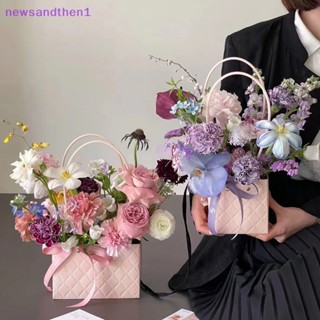 Newsandthen1 กล่องบรรจุภัณฑ์ดอกไม้ แบบพกพา ตกแต่งงานแต่งงาน ถุงของขวัญ กระเป๋าถือ วันวาลีน ตกแต่งงานเลี้ยงวันเกิด DIY ช่อดอกไม้ บรรจุภัณฑ์ที่ดี