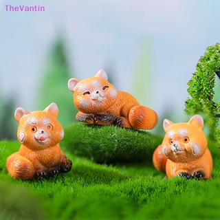 Thevantin ฟิกเกอร์เรซิ่น รูปแพนด้าน่ารัก สีแดง สําหรับตกแต่งบ้านตุ๊กตา 1 ชิ้น