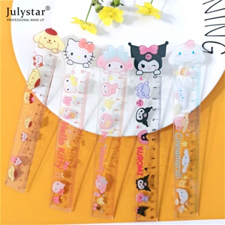 JULYSTAR ไม้บรรทัด Sanrio Kawaii อะนิเมะ Hellokitty น่ารัก My Melody Kuromi Ins อะคริลิคใสไม้บรรทัดเครื่องเขียนนักเรียน