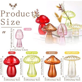 ღ Mini Mushroom Vase Hydroponic Glass Flower Bottle Nordic Desktop Small Vase Living Room Decor Table Ornaments