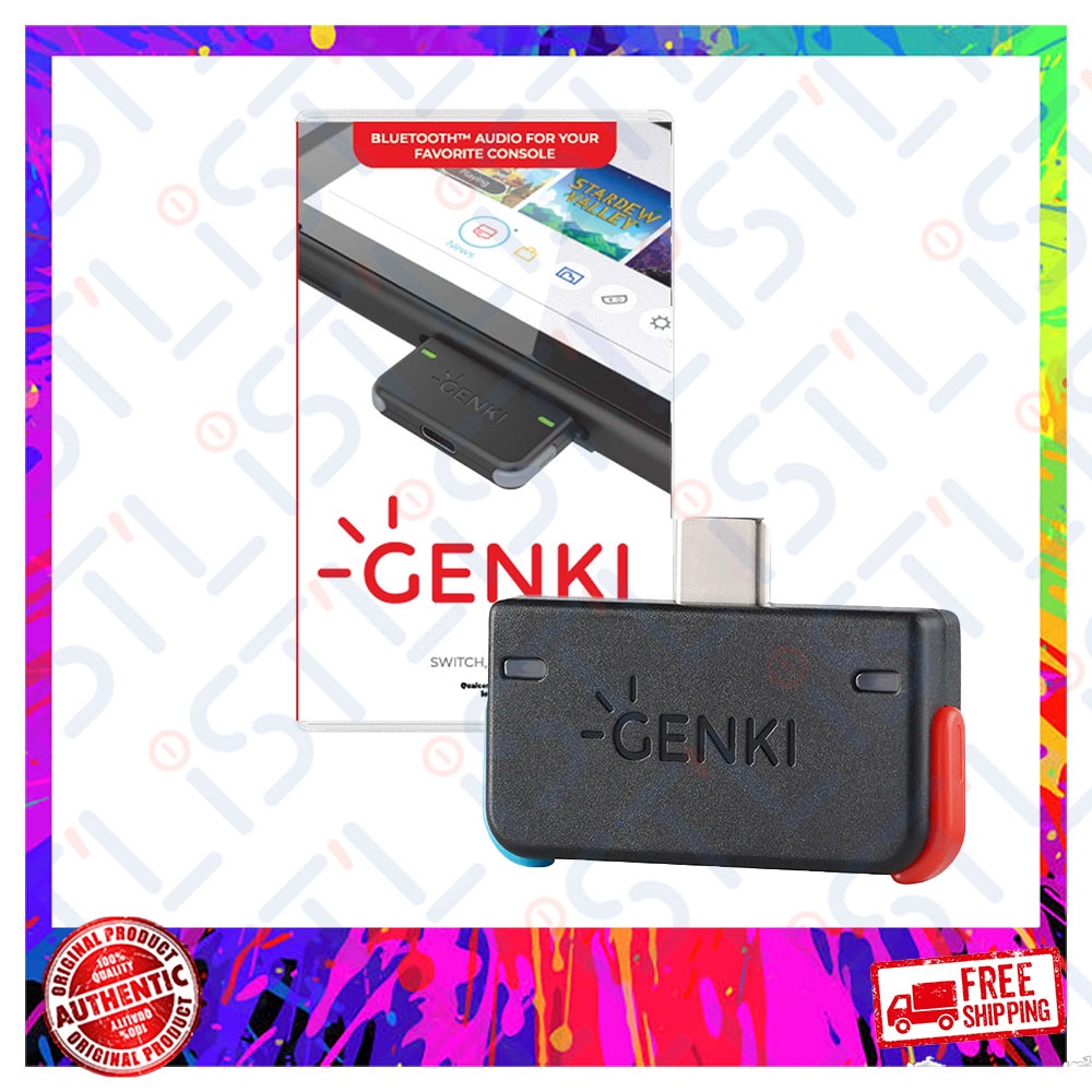 GENKI Bluetooth 5.0 Audio Adapter for Nintendo Switch, PS4, PC, Mac (NEON)
