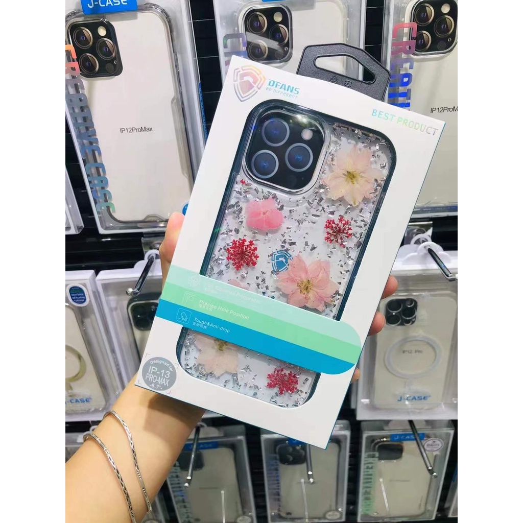 เคสโทรศัพท์ IPhone 13Promax เคสป้องกัน Dfans ดอกไม้กันกระแทก Apple 13Promax ฟอยล์สีทองเคสป้องกันแบบร