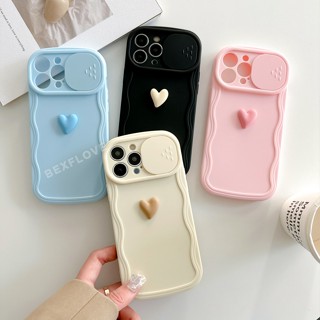 เคสซิลิโคนนิ่ม ลายหัวใจ 3D ป้องกันกล้อง สําหรับ IPhone 11 12 13 14 Pro Max Plus 14pro 13Pro 12Pro 12Promax 13Promax 14Promax