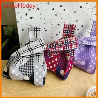 Smiley Polka Dot Houndstooth รูปแบบนำมาใช้ใหม่สายรัดข้อมือสุภาพสตรีกระเป๋าถือกระเป๋าช้อปปิ้งกระเป๋าถือสาวทำด้วยมือ