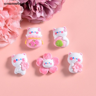 Onem สติกเกอร์เรซิ่น รูปการ์ตูนแมว ดอกซากุระ สําหรับติดตกแต่งตู้เย็น DIY 10 ชิ้น