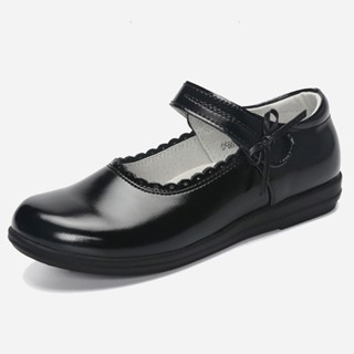 รองเท้าหนังวัวแท้ พื้นนิ่ม ขนาดใหญ่ สีดํา สไตล์เจ้าหญิง สําห…