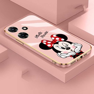 [ฟรีสายคล้อง] เคสโทรศัพท์มือถือ ซิลิโคนนิ่ม ทรงสี่เหลี่ยม ลายการ์ตูนมินนี่ ดิสนีย์เมาส์ แวววาว สําหรับ infinix hot 30 Play 20 Play 5G hot 30 30i 20s 20i