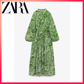 Zara ใหม่ ชุดเดรสยาว เข้ารูป พิมพ์ลาย สําหรับผู้หญิง