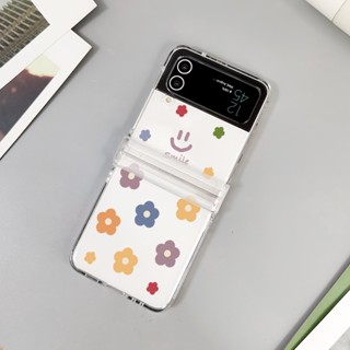 เคสแข็ง แบบใส ลายดอกไม้น่ารัก สําหรับ Samsung Galaxy Z Flip 4 3