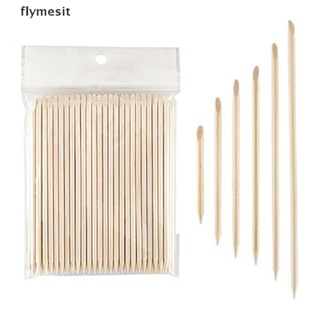 Flymesit แท่งไม้ กําจัดหนังกําพร้า สีส้ม สําหรับตกแต่งเล็บ 100 ชิ้น