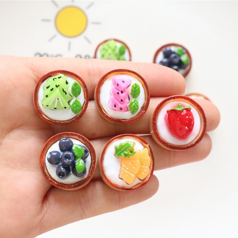 10 ชิ้น / แพ็ค น่ารัก มินิ ผลไม้ เค้ก Diy เคสโทรศัพท์ เชือกรัดผม วัสดุรองเท้า หัวเข็มขัด หมวก แผ่นแปะ