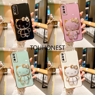 เคส Tecno Camon 19 Pro เคส Tecno Camon 18P เคส Tecno Pova 3 Case Tecno Pova 4 pro Case Tecno Pova Neo 2 Case Cute Anime Cartoon Vanity Mirror Hello Kitty Holder Phone Cover Case With Metal Sheet TK โทรศัพท์มือถือ ลายการ์ตูน น่ารัก พร้อมแผ่นโลหะ สําหรับ