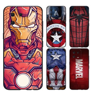 เคส Redmi note 12s 12 12C 11A PRO PLUS 4G 5G 12C 11A โทรศัพท์มือถือแบบนิ่ม ผิวด้าน ลาย Marvel Captain America Iron Man สีดํา สําหรับ