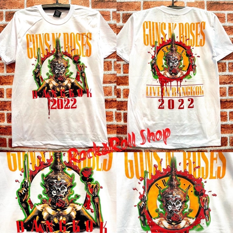 WGเสื้อยืดพิมพ์ลายแฟชั่น เสื้อวง Guns N’ Roses Live in Bangkok