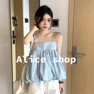 Alice  สายเดี่ยว เสื้อแฟชั่นผู้หญิง เสื้อปาดไหล่ เสื้อลายดอกผู้หญิง  สบาย Korean Style Trendy fashion A20K0F8 36Z230909