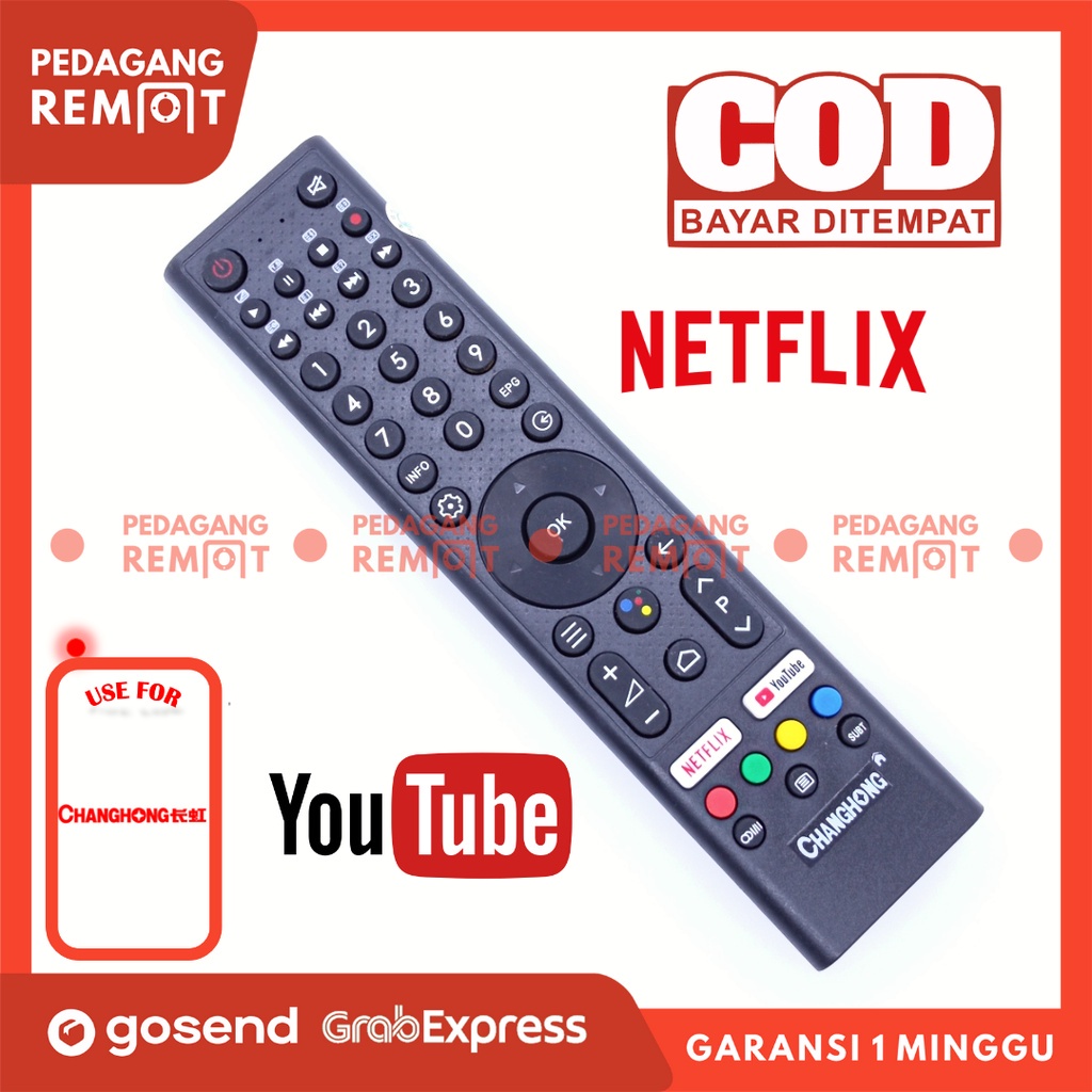 Changhong LCD LED TV Remote Android สมาร์ททีวี L32H7 L40H7 L32H4 U50H7 U55H7 L32K2 อินฟราเรด